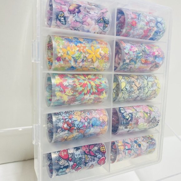 10 Rolls Nail Transfers Deco Art For Nails in Case Brand New - Picture 9 of 9